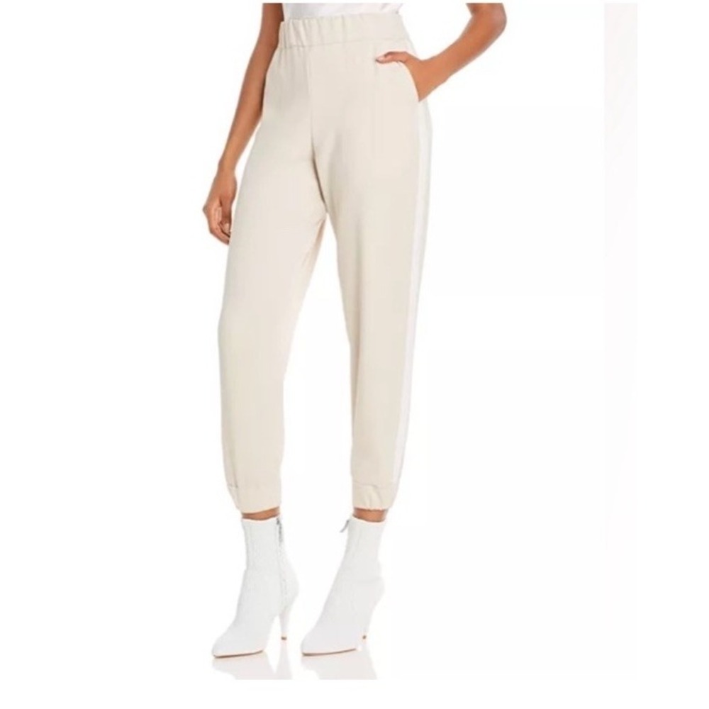 Alice And Olivia Pete Jogger Pants Size Medium Cream With White Stripes